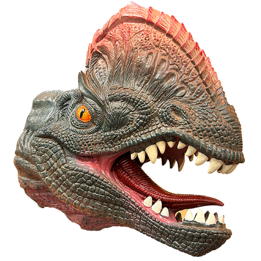 Double Crested 10" Dinosaur Head Rubber Hand Puppet
