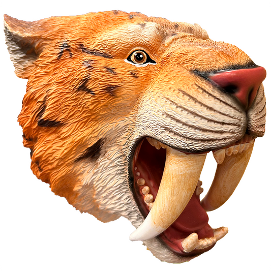 Sabertooth Tiger Head Prehistoric Rubber Hand Puppet