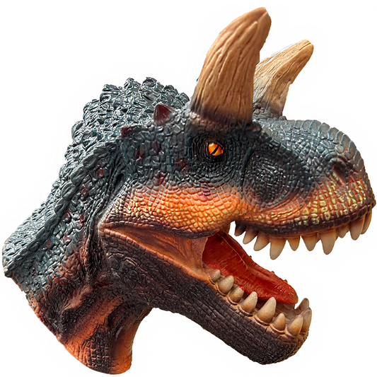 Carnotaurus Head Dinosaur Rubber Hand Puppet with Sound