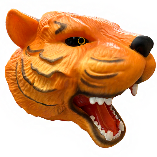 Tiger Head Jungle Animal Cartoon Style Rubber Hand Puppet