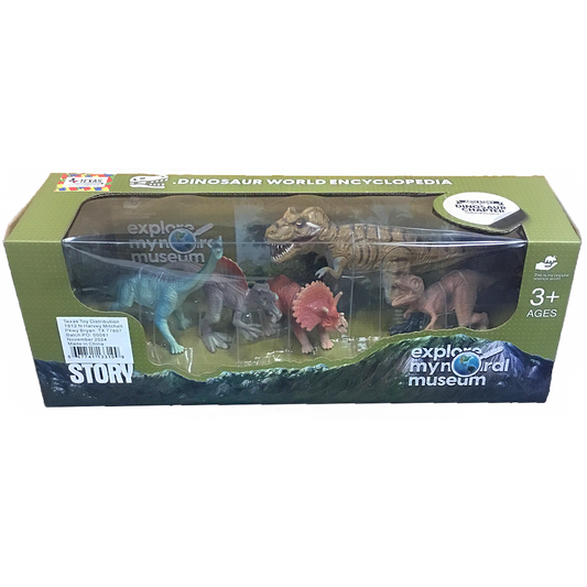 5 Dinosaur Rubber Figurines in Window Box