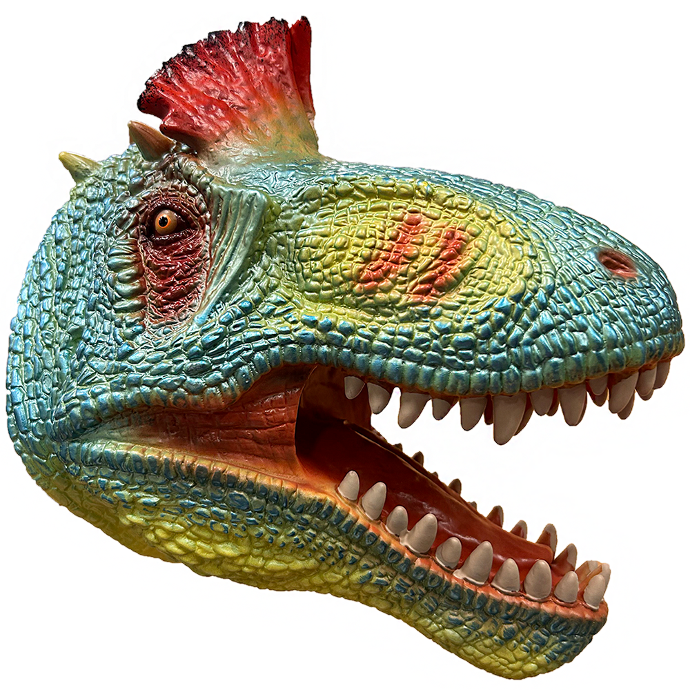 Crested Dinosaur Head Rubber Hand Puppet