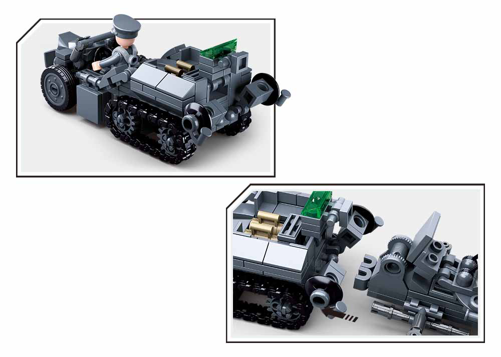 WW2 Army 4-in-1 Armored Vehicle Building Brick Kit (353 pcs)