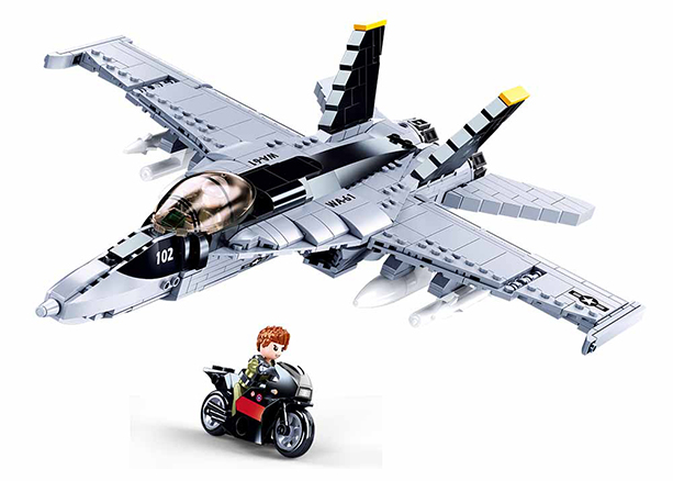 Model F-18 Hornet Fighter Jet Building Brick Kit (628 pcs)