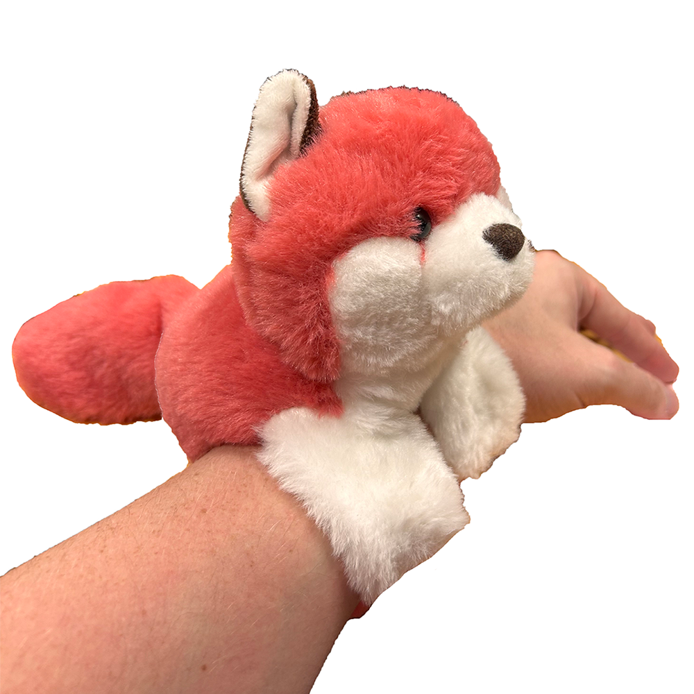 Pink Fox Plush Stuffed Animal with Two Slap Bracelets