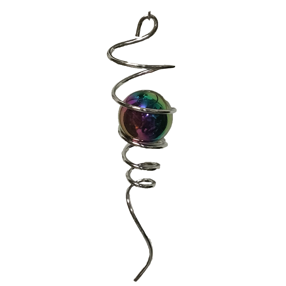 Hanging Spiral Wind Spinner with Multicolored Glass Ball