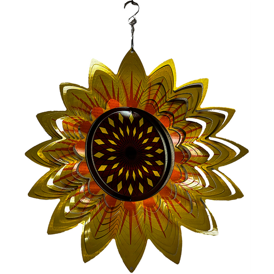 Artistic Stainless Steel Sunflower Wind Spinner Yard Art