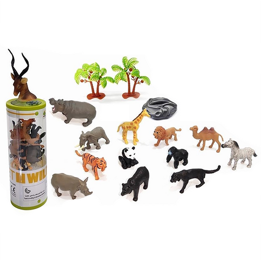 Wild Animal 3" Figurines Tube with Antelope Head Topper