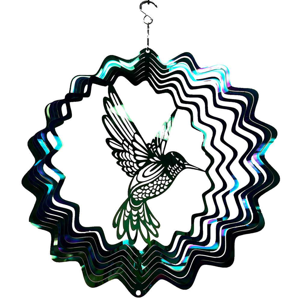 Artistic Stainless Steel Hummingbird Wind Spinner Yard Art