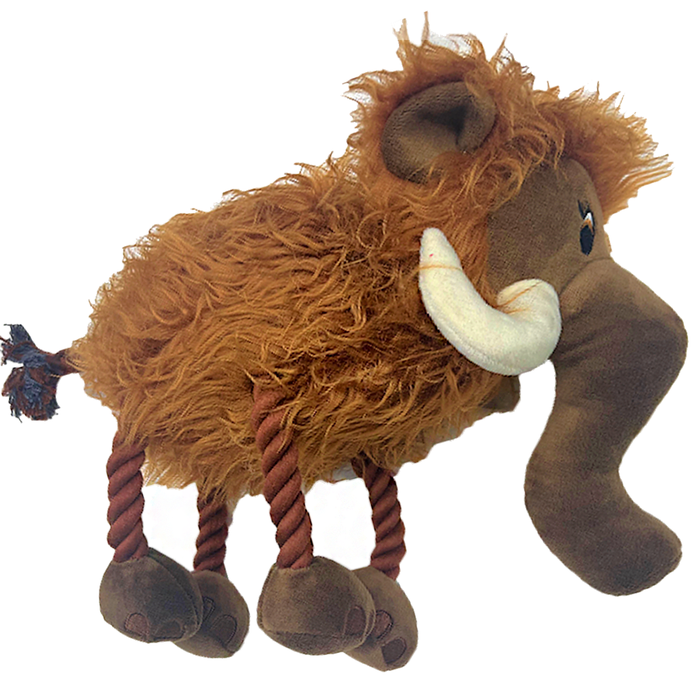 Wooly Mammoth Pet Plush Dog Toy with Rope Legs and Tail