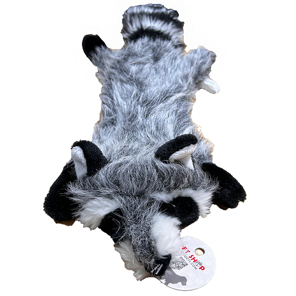 Raccoon Plush 22" Flattie Dog Toy with Squeakers and Crinkle