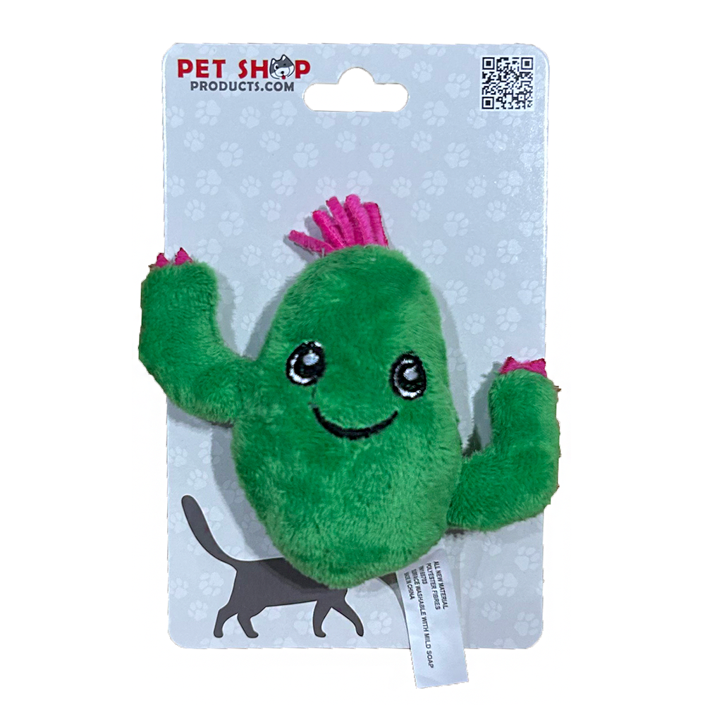 Small Cactus Plush Cat Toy with Smile, Perfect Pet Play