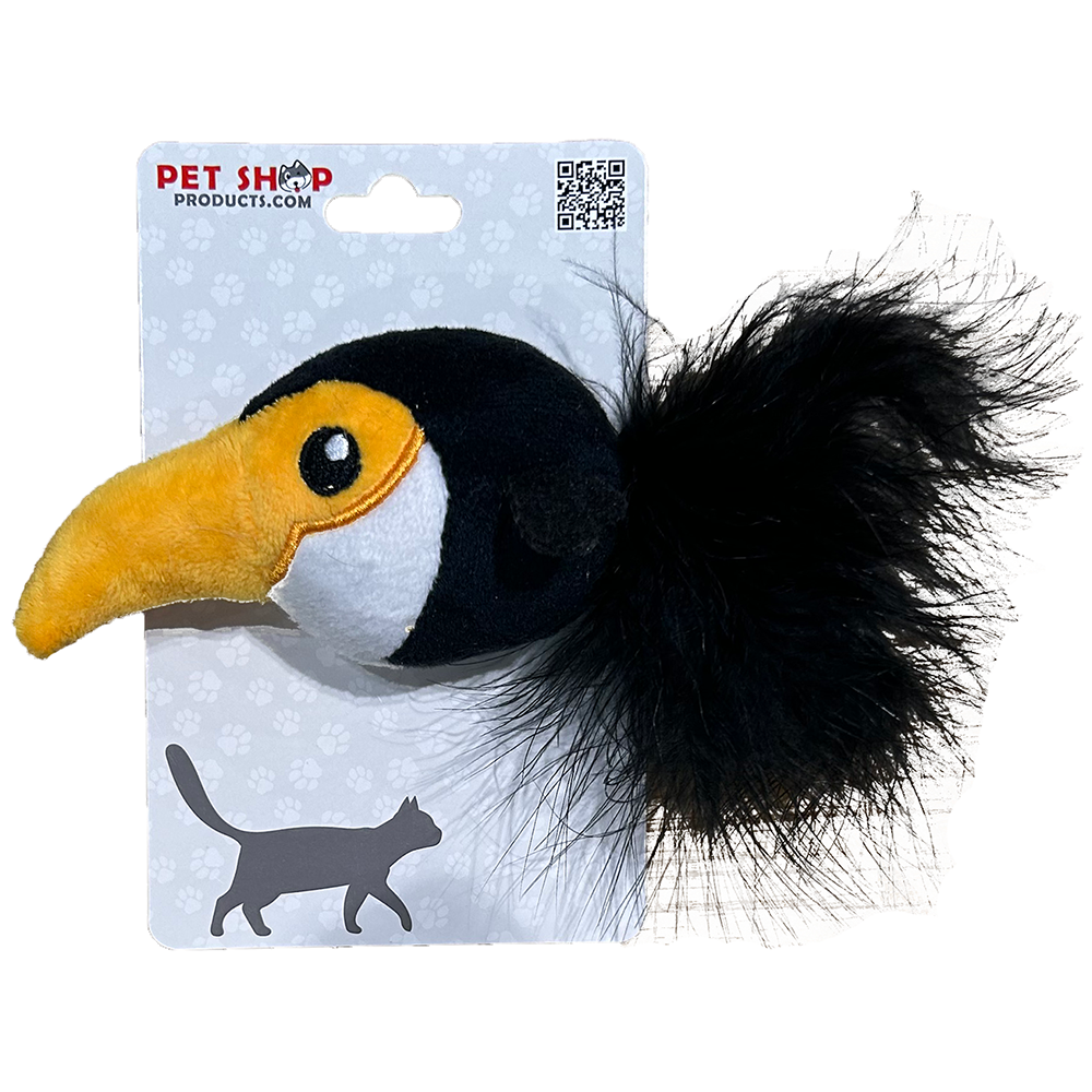 Small Toucan Plush Cat Toy with Feathers, Perfect Pet Play