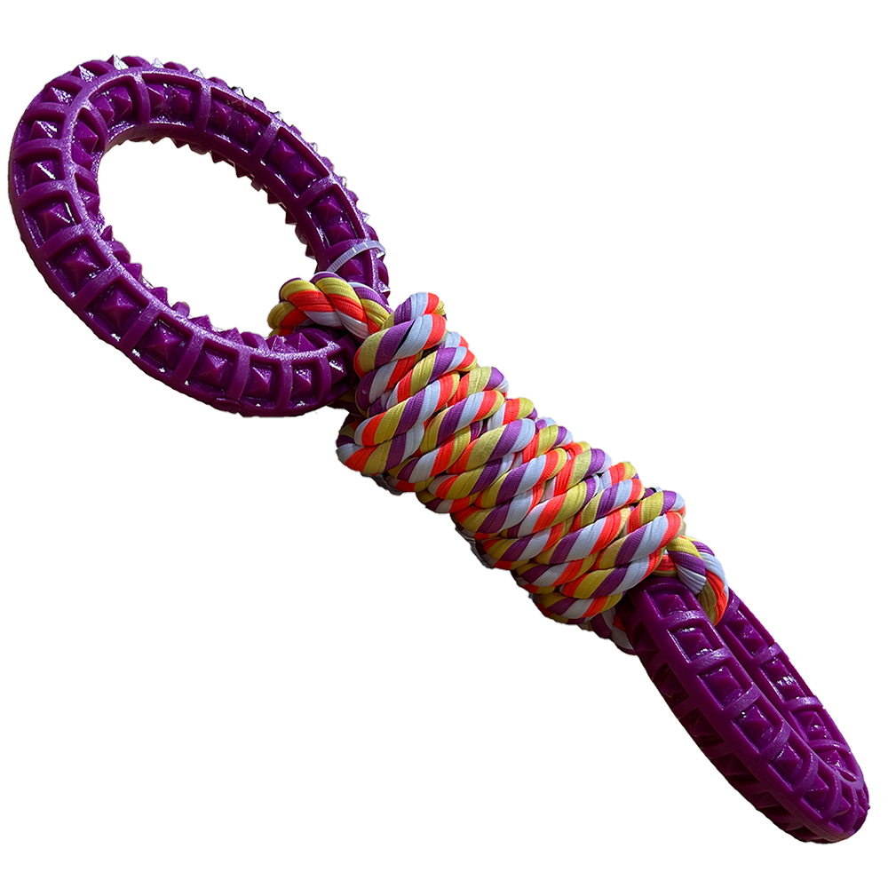 Dog Braided Rope Tug Toy with TPR Rings, Non-Toxic Pet Toy