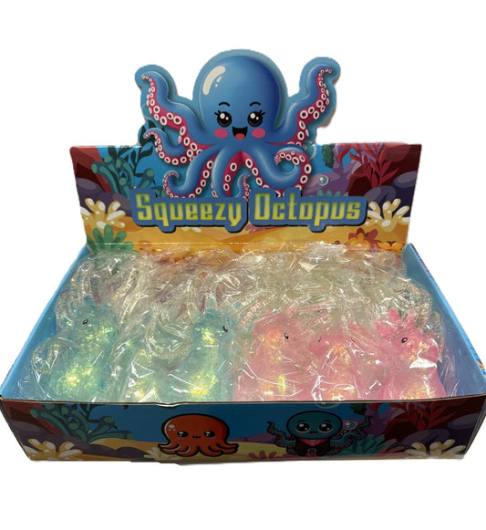 Squishy Glittery Octopus -Display Case of 12