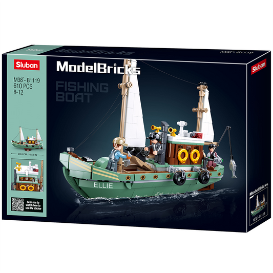 Model Bricks Fishing Sail Boat Building Brick Kit (610 pcs)