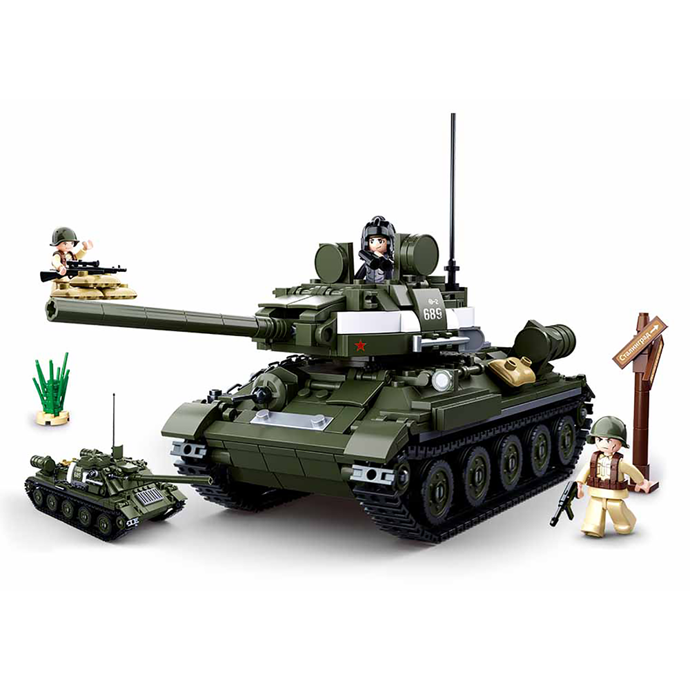 WWII T-34\85 Medium Tank 2-in-1 Building Brick Kit (687 Pcs)