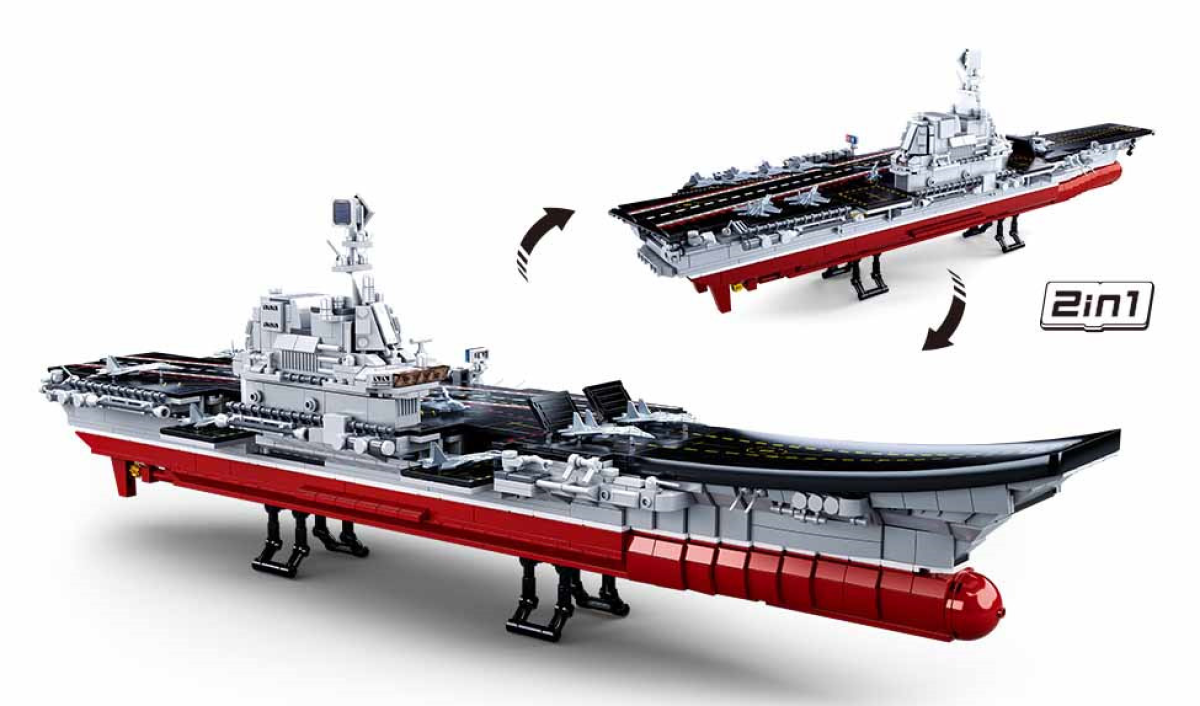 Model Bricks 5 Model Bricks Aircraft Carrier 1:450 Scale Building Brick Kit (1728 pcs ...