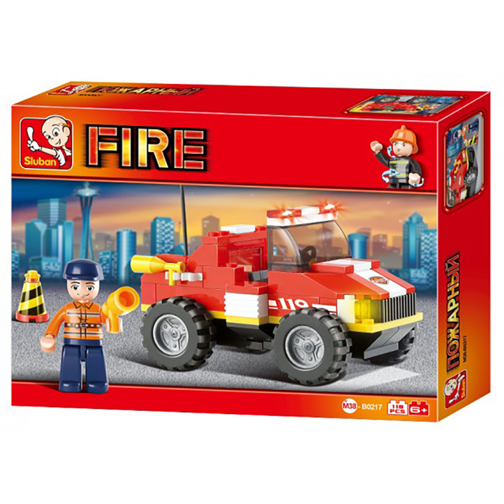 Mini Fire Rescue Truck Building Brick Kit (118 pcs)