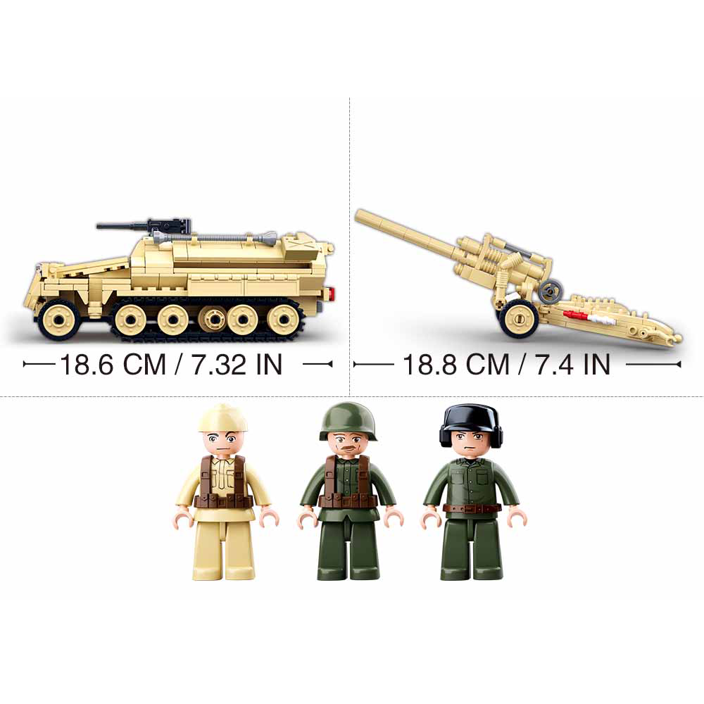 WWII SD.KFZ. 251 Half-Track K18 105mm Cannon Building Brick Kit WWII SD.KFZ. 251 Half-Track K18 105mm Cannon Building Brick Kit