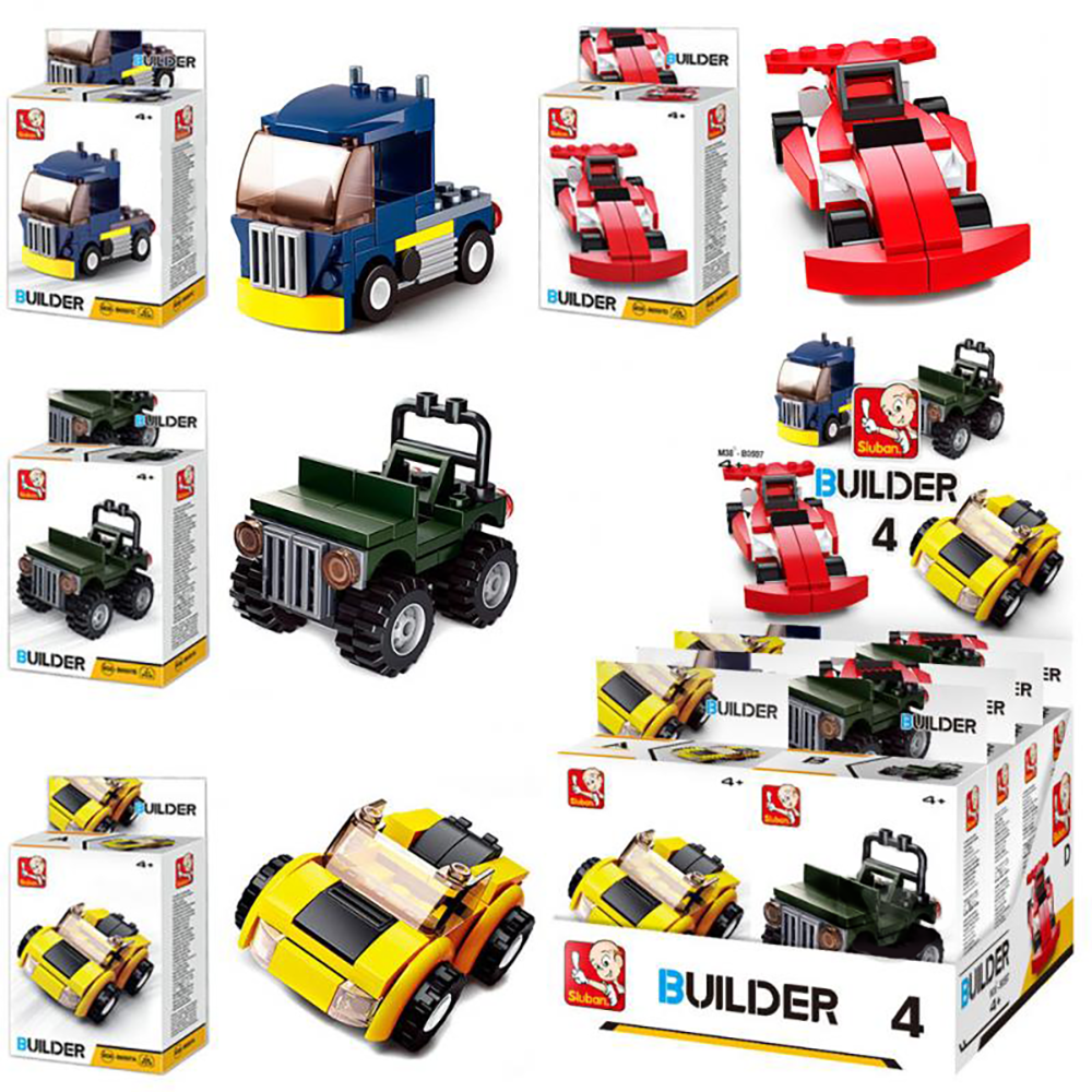 Builder Cars Building Brick Display Set, x2 of each kit