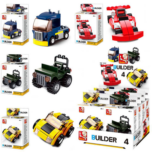 Builder Cars Building Brick Display Set, x2 of each kit