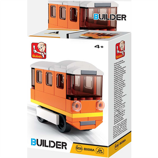 Orange Trolley Car Building Brick Kit (59 pcs)