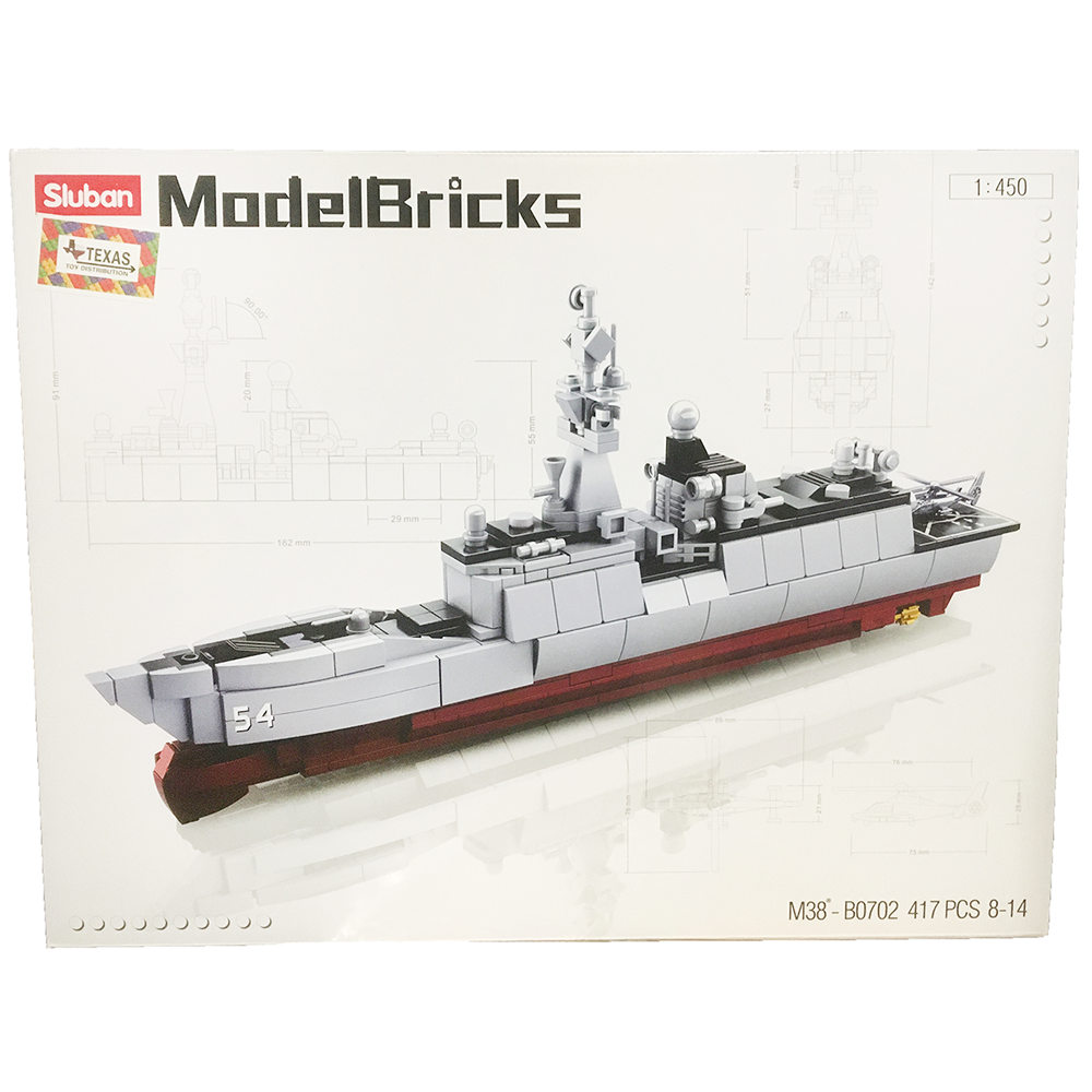 Model Bricks Destroyer Military Ship 1:450 Scale Building Brick Kit (457 pcs)