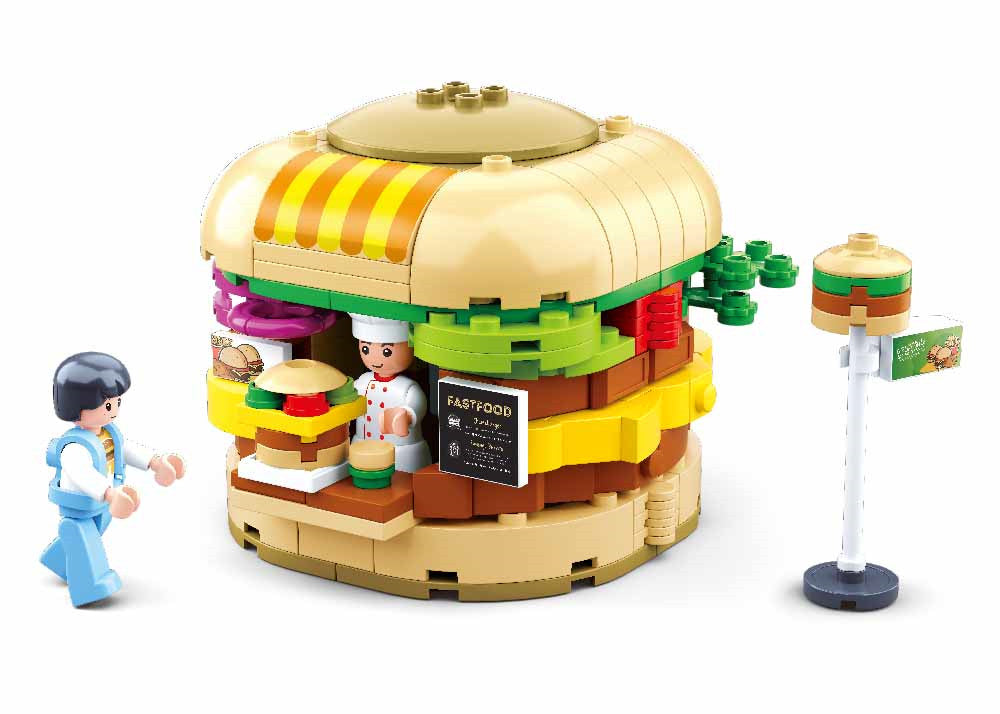 Food Court Hamburger House Building Brick Kit (264 Pcs)