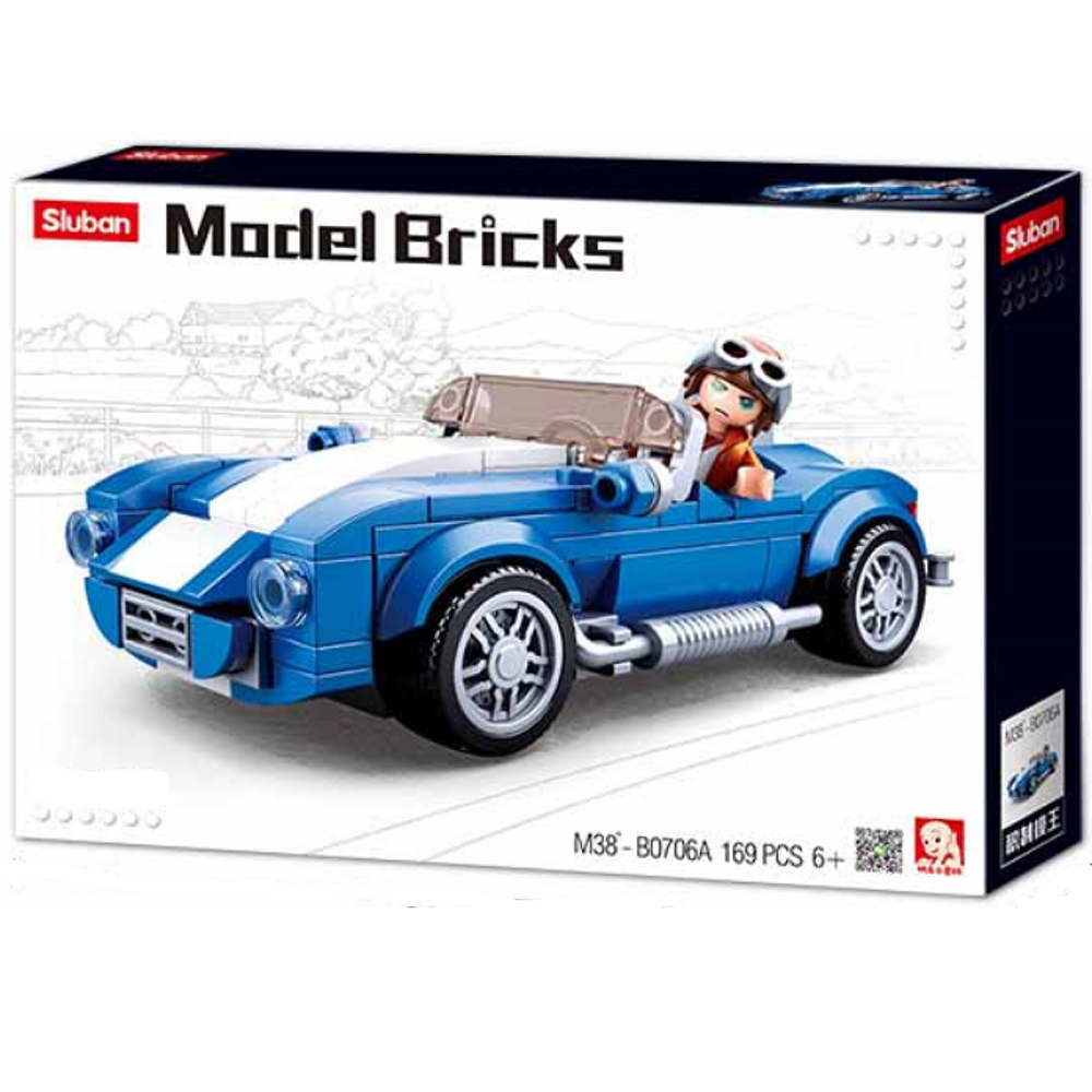 Blue Race Car Building Brick Kit (138 pcs)