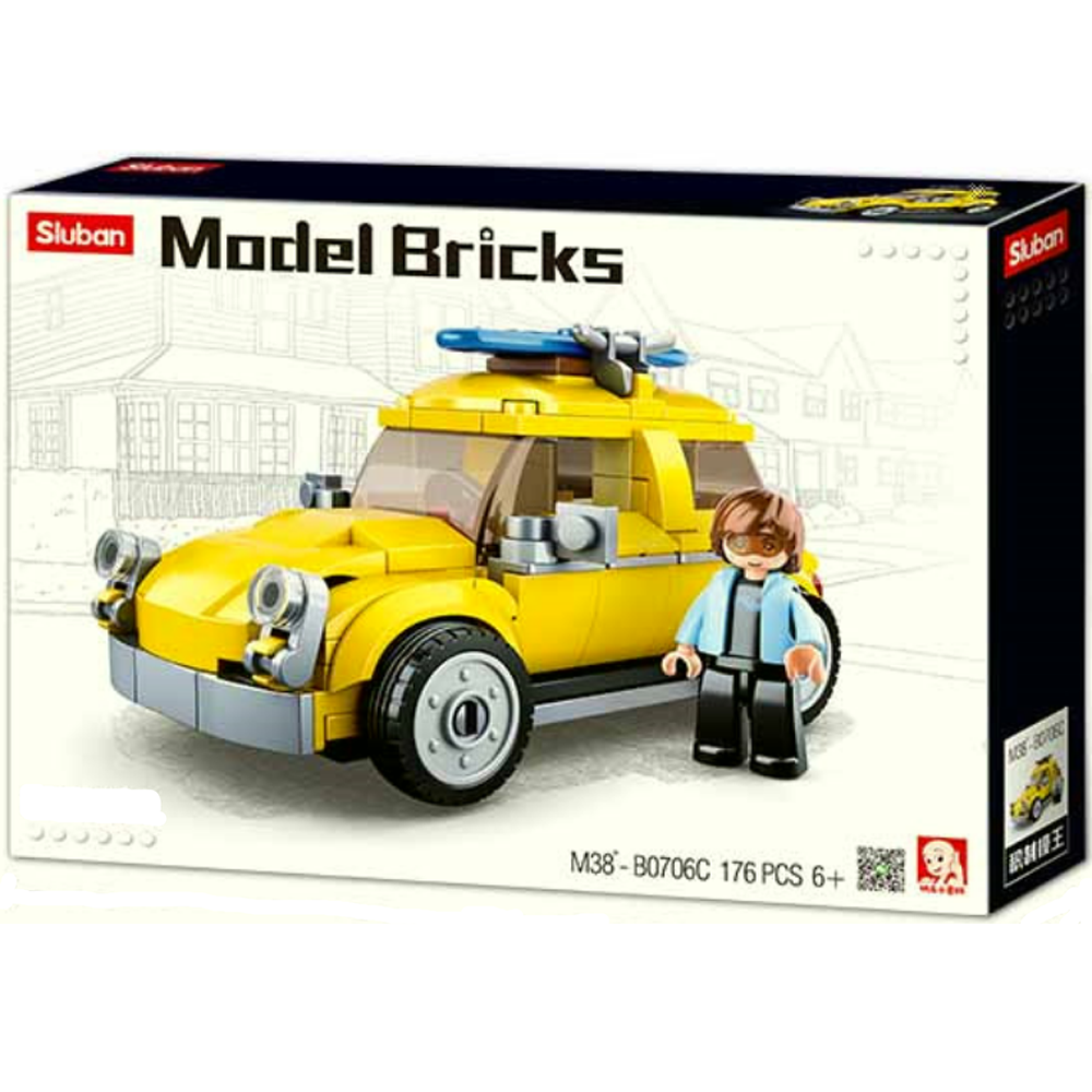 Yellow Bug Car Building Brick Kit (176 pcs)