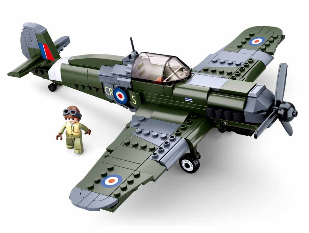 WWII Royal Air Force Spitfire Plane Building Brick Kit (297 pcs)