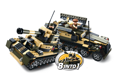 Army 8-into-1 Tank Building Brick Display Set (917 pcs)