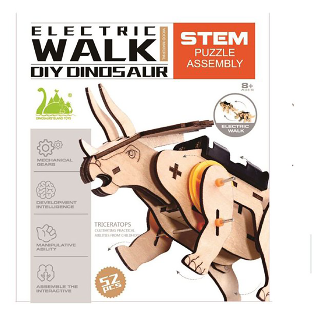 Triceratops DIY Electric Puzzle Assembly STEM Kit – 52 pcs