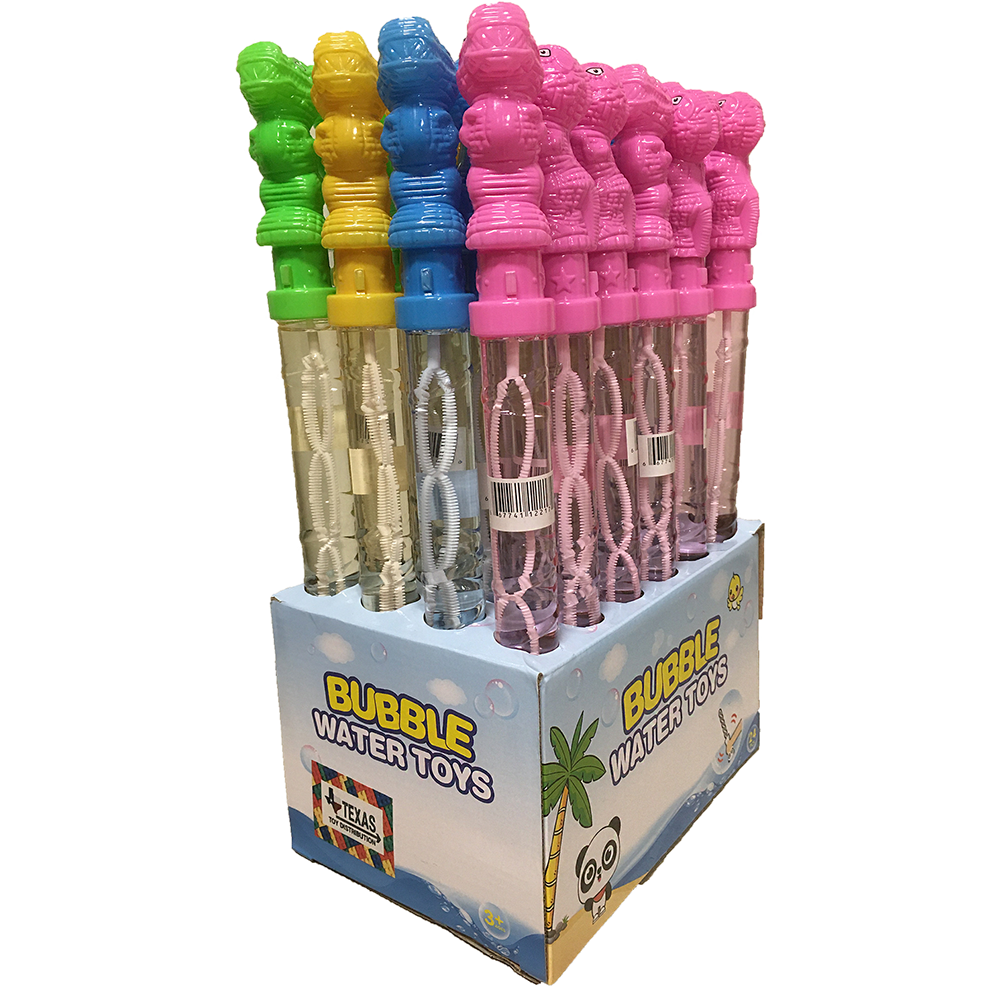 Dinosaur Bubble Wand Display, x24 wands in 4 colors