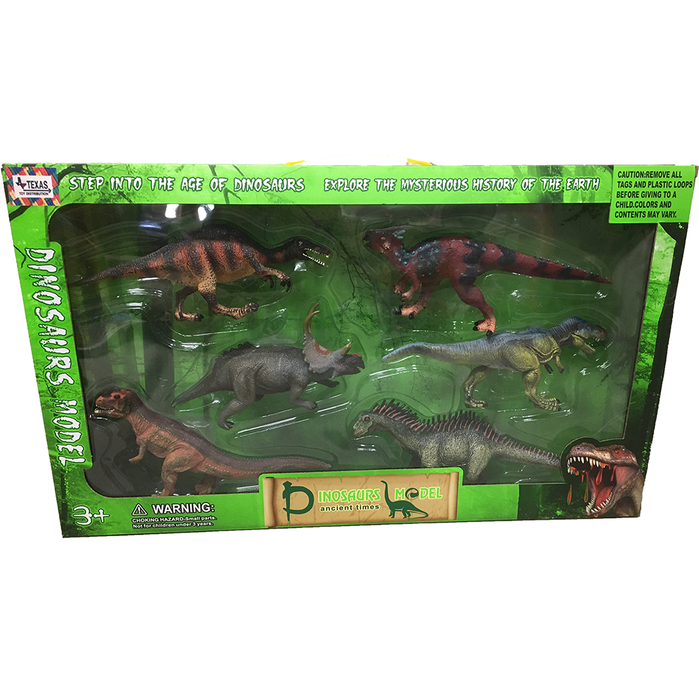 Dinosaurs Window Box Set of 6 Dinosaur Painted Figurines