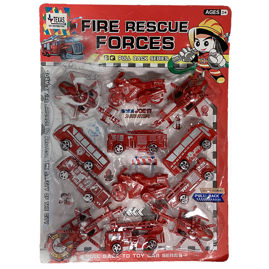 Set of 12 Pull-Back Fire Vehicles in Retail Packaging