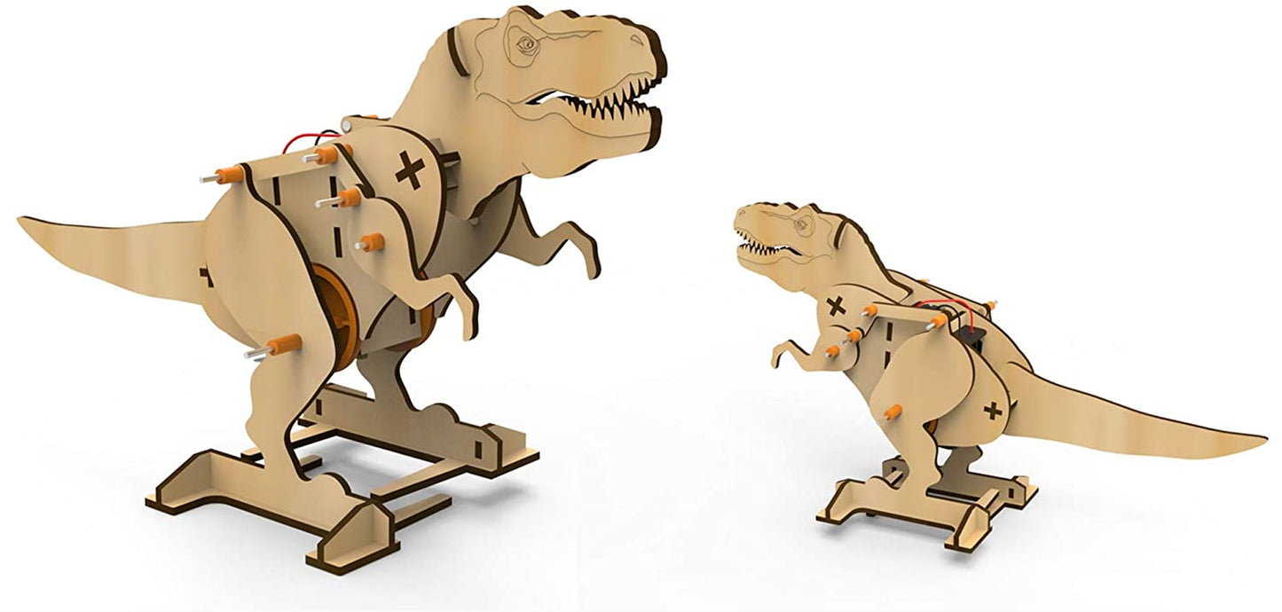 MIEBELY 3D Wooden Puzzles Electric T-Rex Dinosaur Toys Walking w/Reali