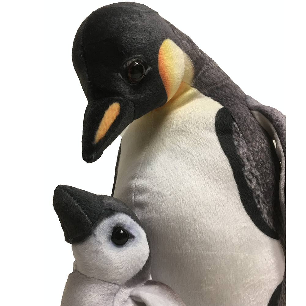 King Penguin Mom w Baby Plush 12