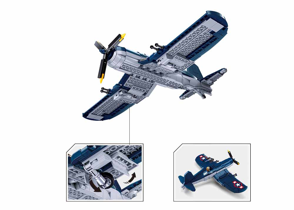 WWII F4U Corsair Fighter Plane Building Brick Kit (550 pcs)