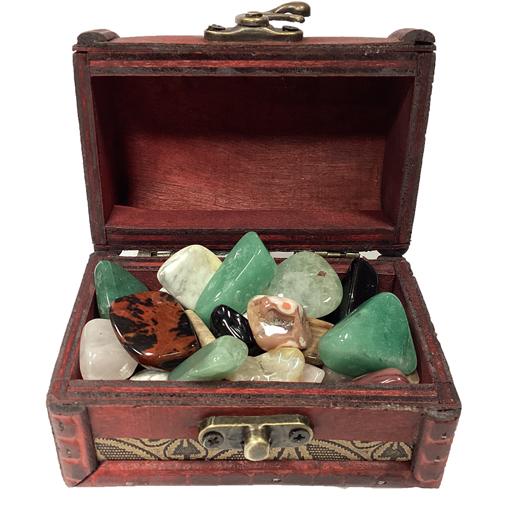 Treasure Chest with Assorted Tumble Stones