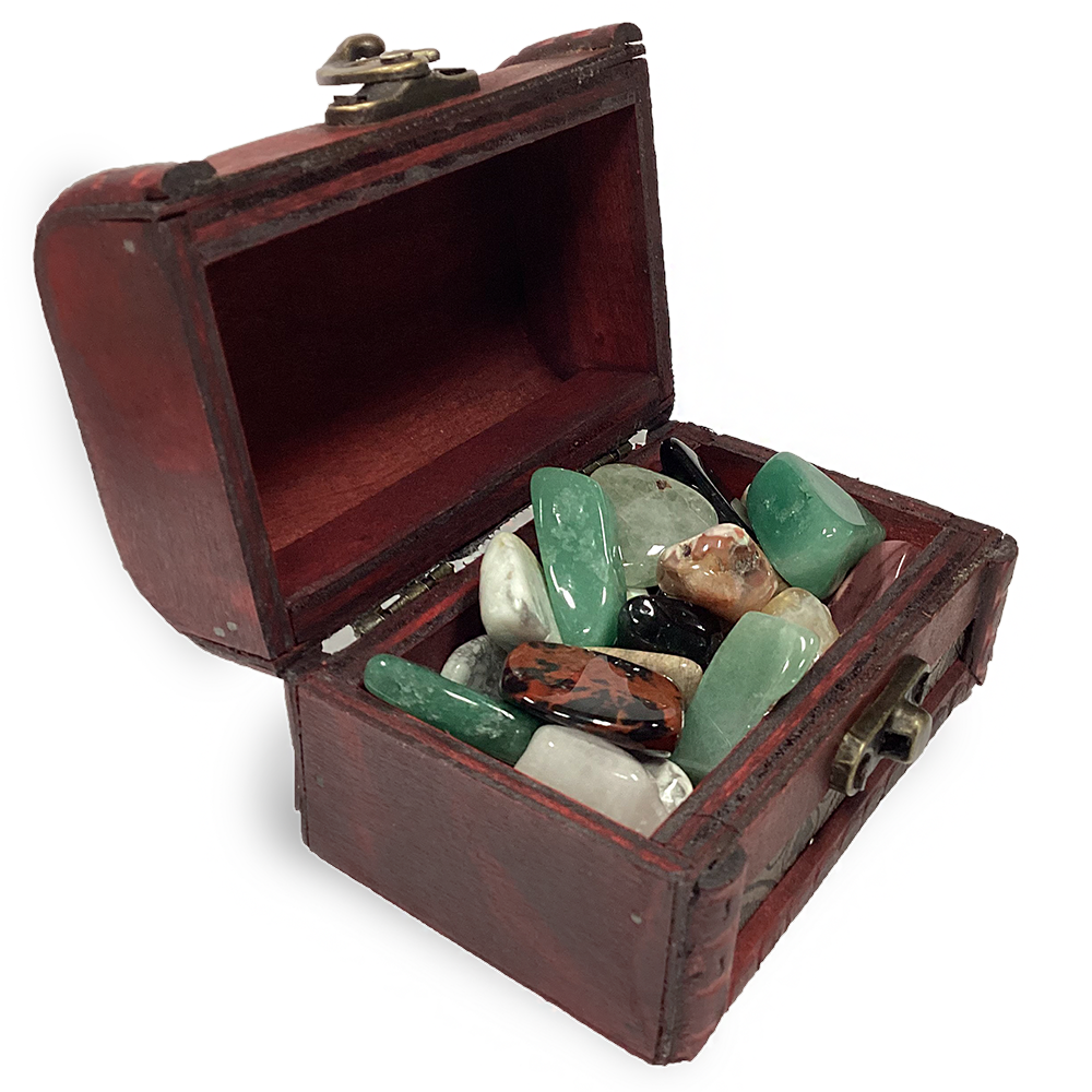 Treasure Chest with Assorted Tumble Stones