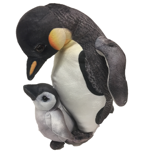 King Penguin Mom w/ Baby Plush 12" Stuffed Animal