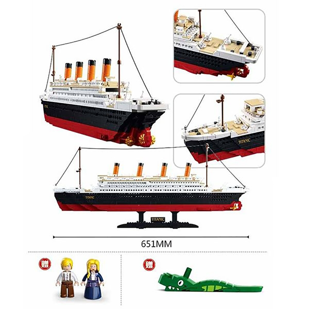 Titanic (Large Model) Building Brick Kit with Jack and Rose Figures (1 ...