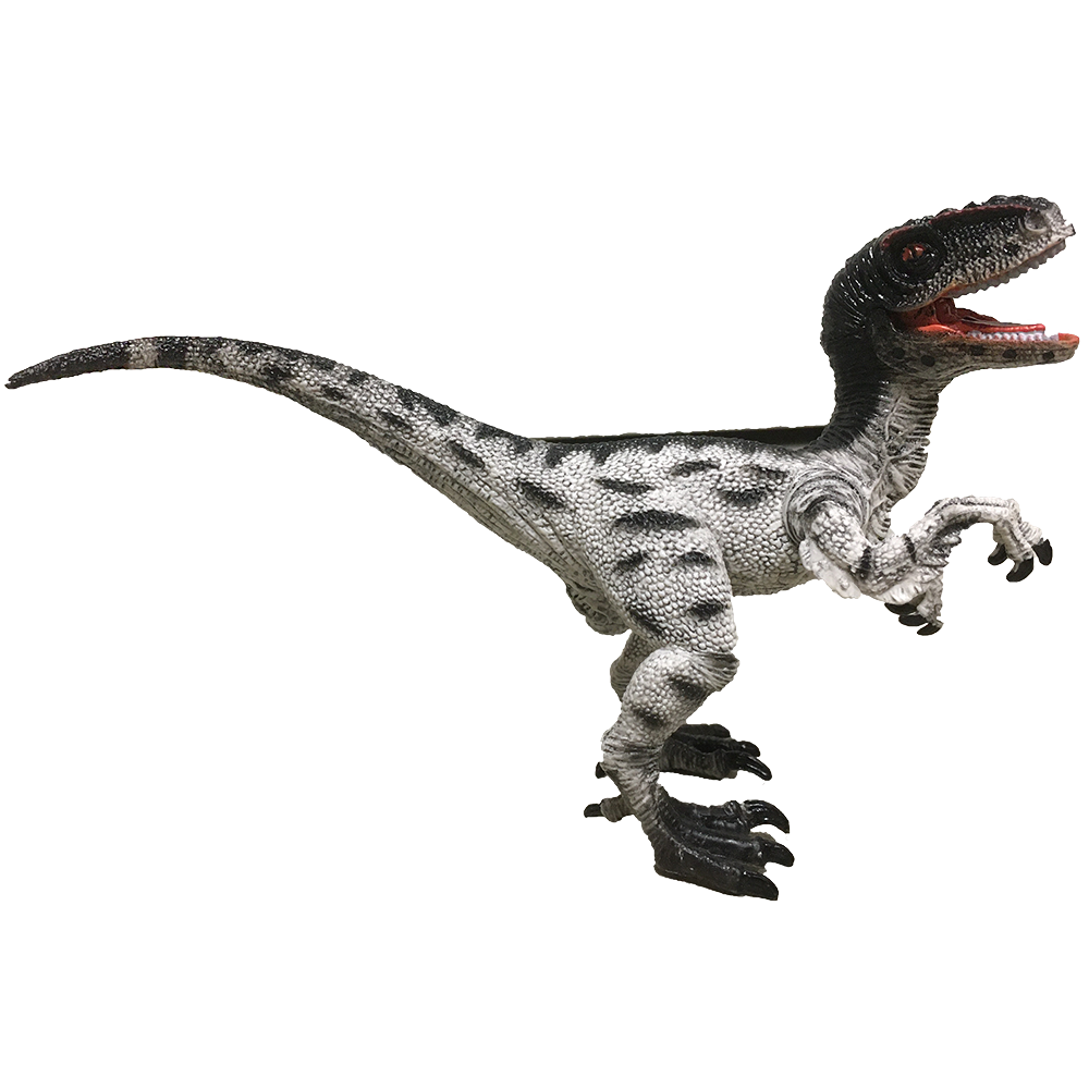 Black and White Velociraptor 6" Painted Resin Dinosaur Model Figure