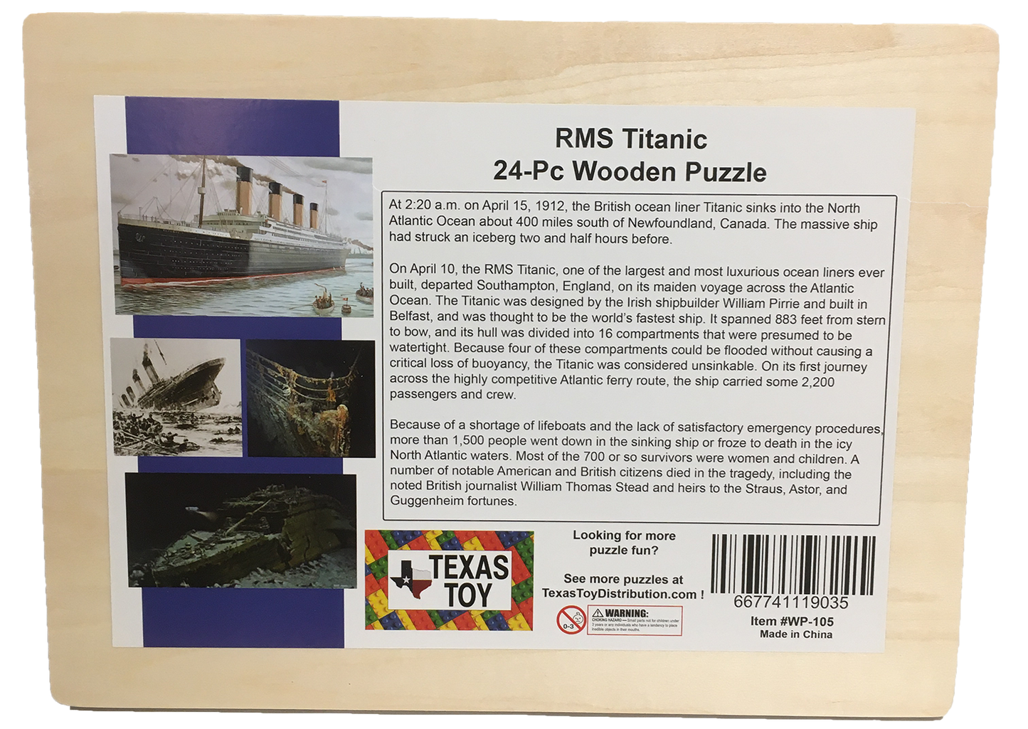 Titanic Port Scene w/ Smoke 24pc Wood Jigsaw Puzzle