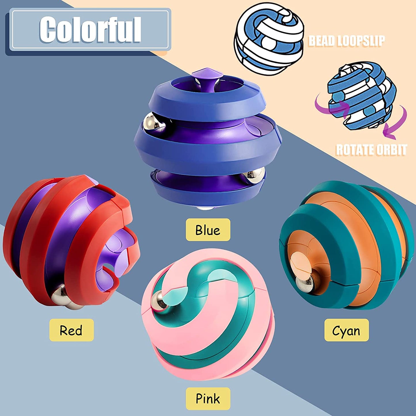 Fidget Ball Rotating Orbit Marble Toy, Four Colors Available